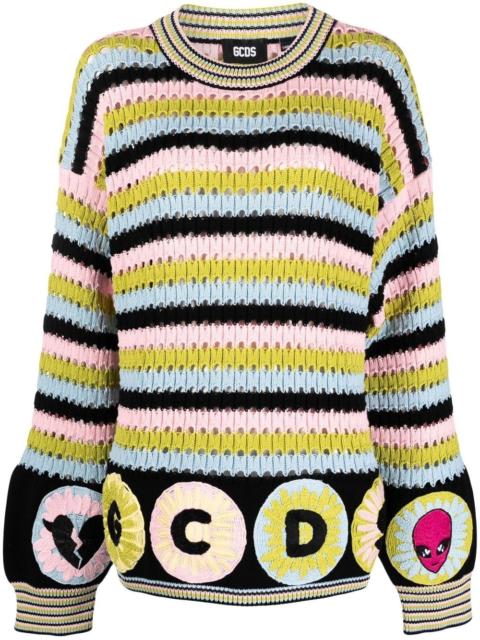 colour-block stripe knit jumper