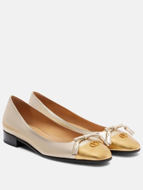 Valentino Valet Du Roi metallic leather ballet flats