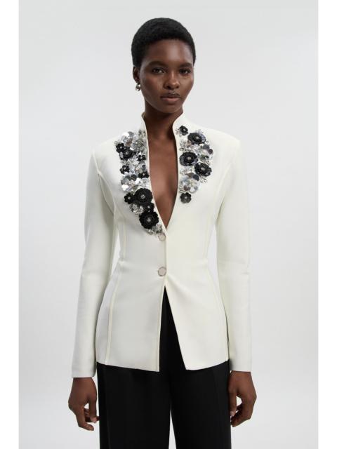 KAREN MILLEN Embellished Figure Form Bandage Fitted Blazer Jacket