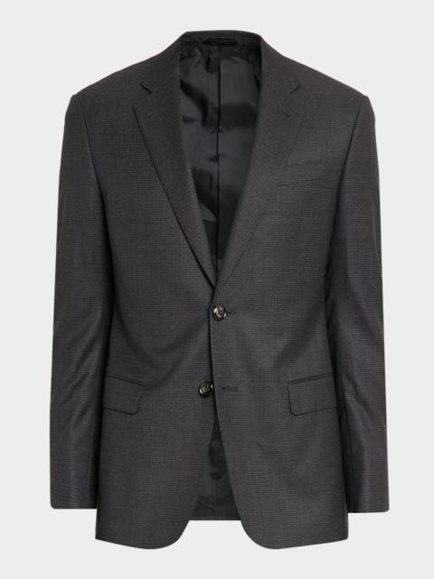 GIORGIO ARMANI Men's Soft Line Wool Micro-Check Single-Breasted Sport Coat