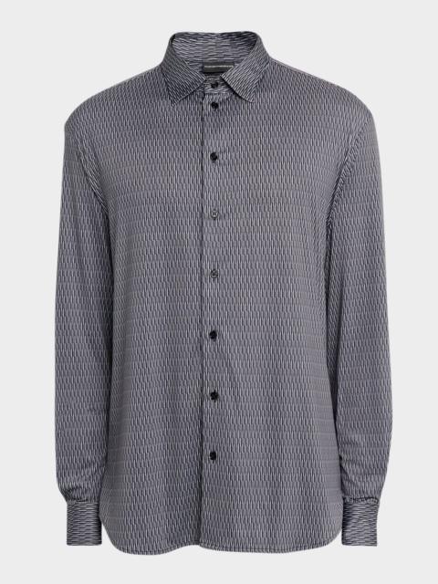 EMPORIO ARMANI Men's Geometric Stretch Sport Shirt