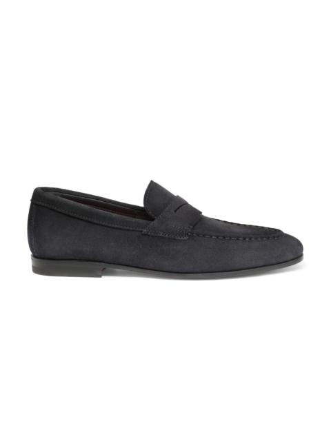 Santoni Men’s blue suede penny loafer