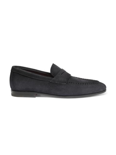 Men’s blue suede penny loafer