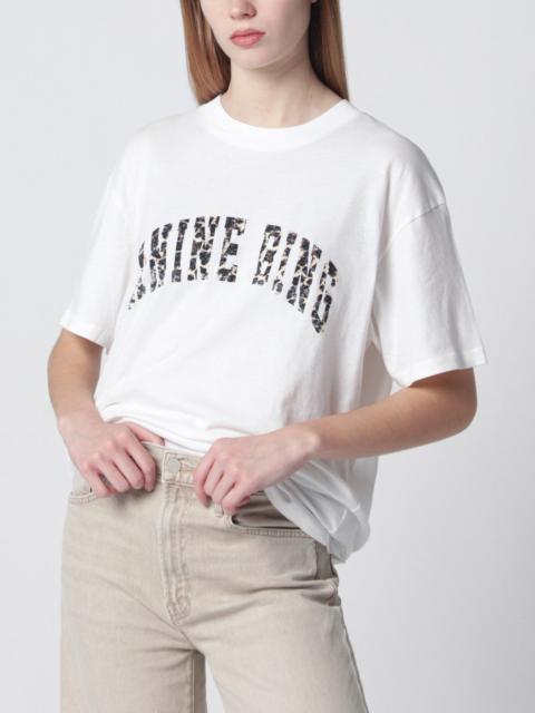 ANINE BING Ivory T-shirt with leopard logo