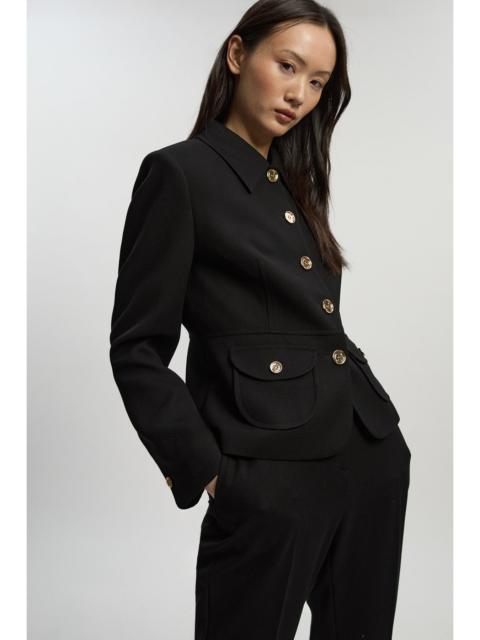 KAREN MILLEN Textured Compact Stretch Tailored Jacket