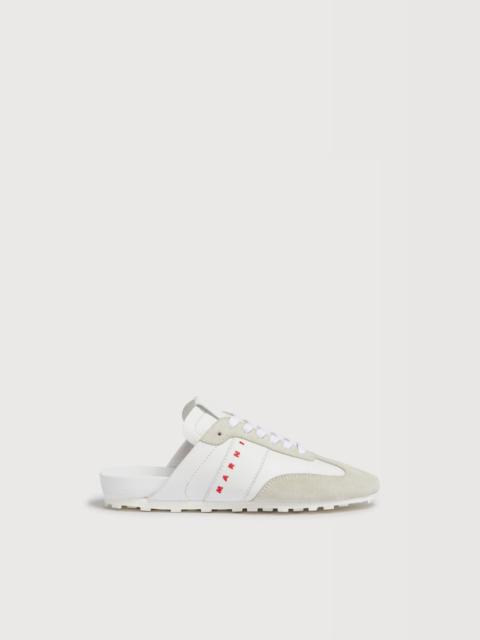 Marni WHITE NAPPA LEATHER AND SUEDE SOFTY SOCCER SLIP-ON SNEAKER