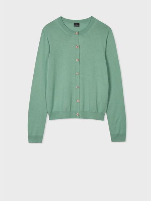 Paul Smith Women's Peacock Green Knitted Cardigan with 'Swirl' Buttons