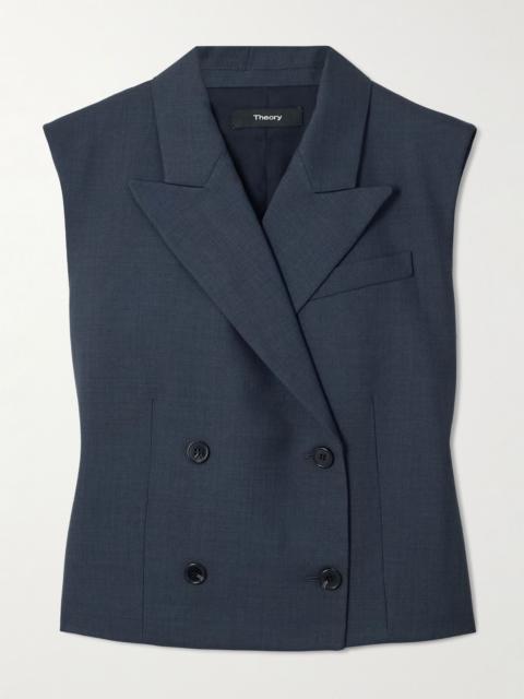 Theory Double-breasted twill vest Navy