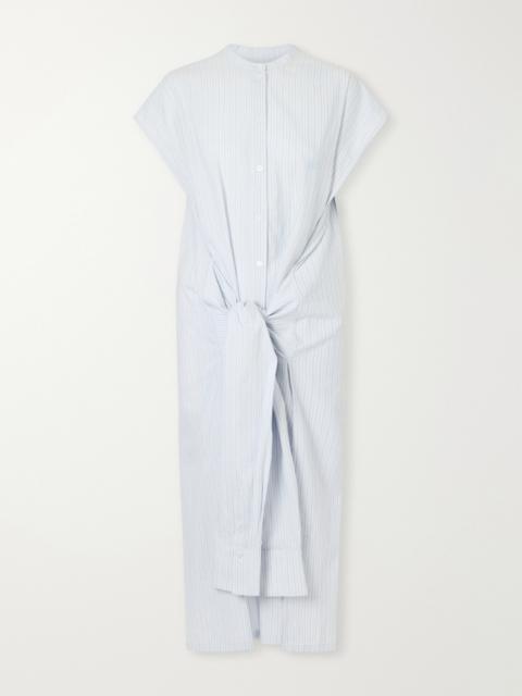 TOTEME Twist-front Striped Cotton-poplin Maxi Shirt Dress