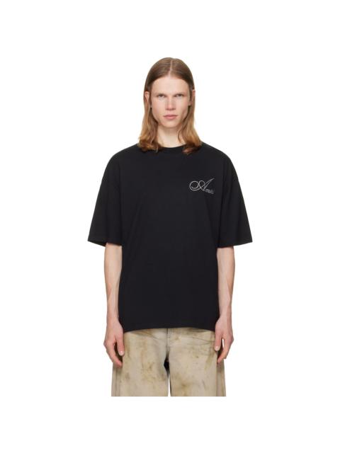 AMIRI Black Crystal Amiri Script Oversized T-shirt
