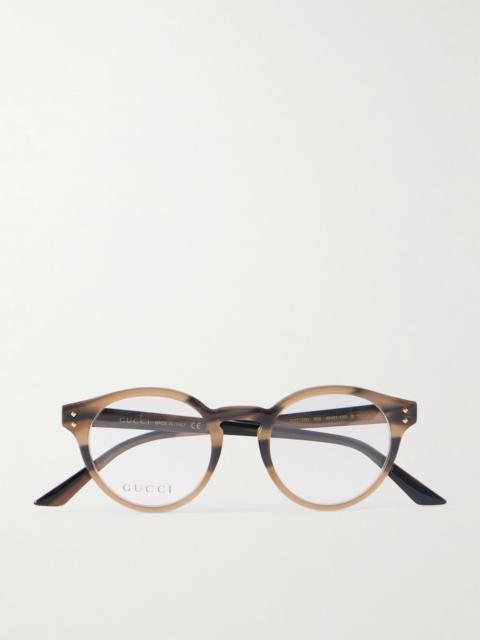 GUCCI Panthos Round-Frame Acetate Glasses Brown