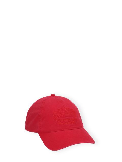 GANNI RED EMBROIDERED LOGO CAP