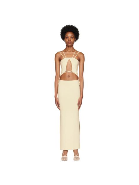 AYA MUSE Off-White Cutout Midi Dress