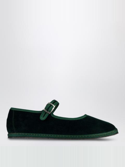 ViBi Venezia Mary Jane in Laguna green velvet