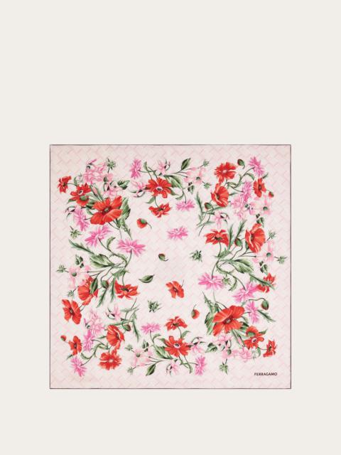 FERRAGAMO Bouquet print silk scarf