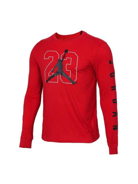 Jordan Air Jordan Large Logo Basketball Numeric Casual Breathable Sports Round Neck Long Sleeves Red AQ3702