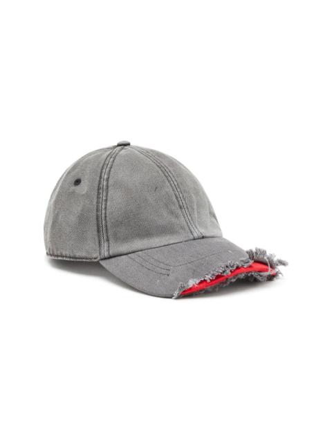 distressed-effect cotton baseball cap