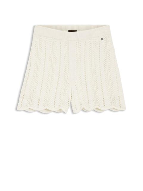 BOSS COTTON-BLEND KNITTED SHORTS WITH WAVE STRUCTURE