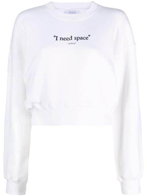 Off-White slogan-print cropped cotton sweatshirt