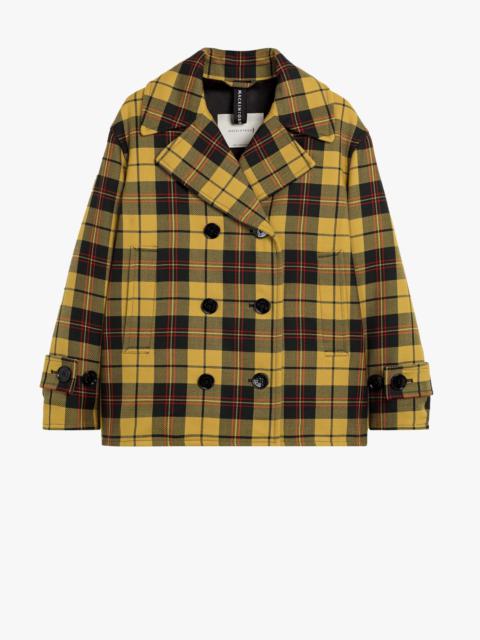 Mackintosh FIONA YELLOW TARTAN WOOL & SILK PEA COAT
