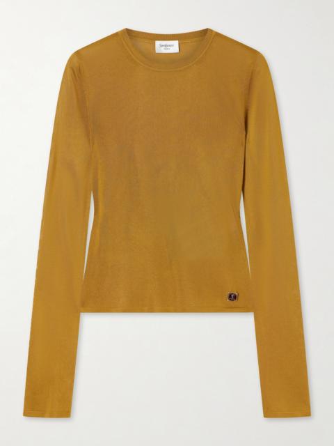 SAINT LAURENT Cassandre-embellished Knit T-shirt