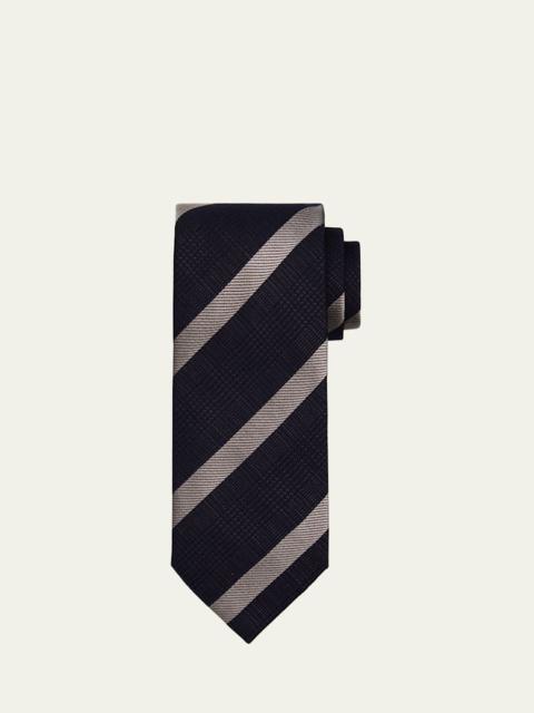 Brioni Men's Cotton and Silk Regimental Stripe Tie