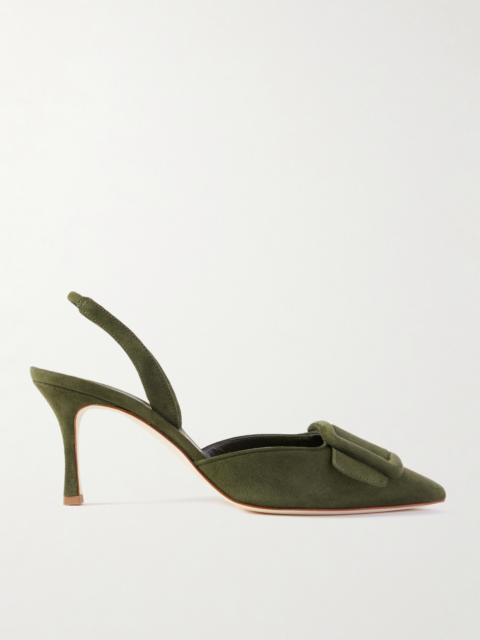 Manolo Blahnik Maysli 70 Buckled Suede Slingback Pumps