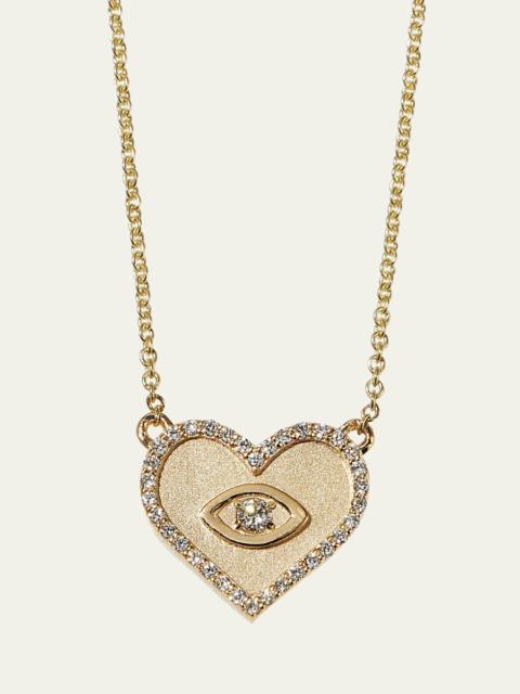SYDNEY EVAN Yellow Gold Small Heart Necklace with Marquise Eye