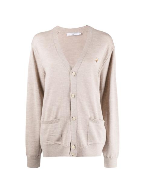 Fox-patch V-neck cardigan