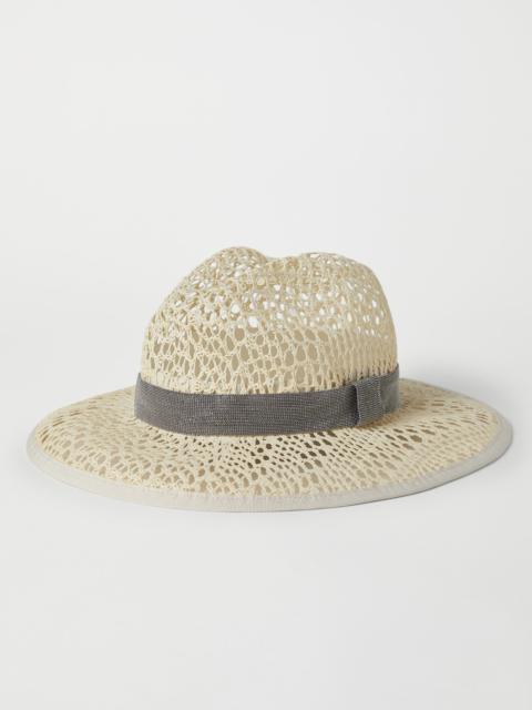Straw hat with precious band