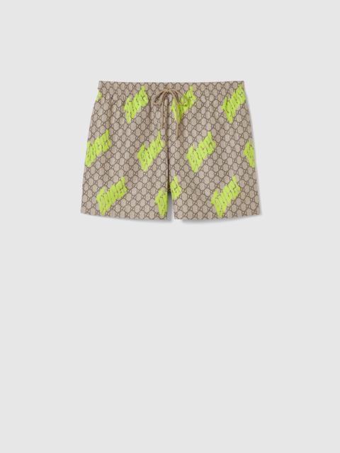 GUCCI Printed technical poplin swim shorts