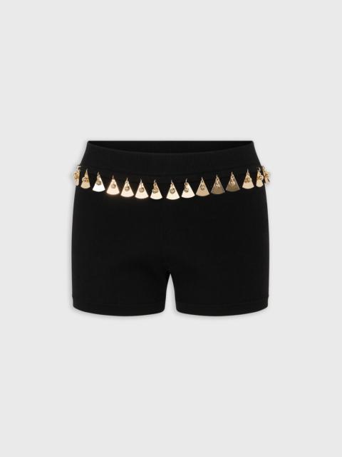 rabanne BLACK MINI SHORTS IN COTTON AND SILK KNIT