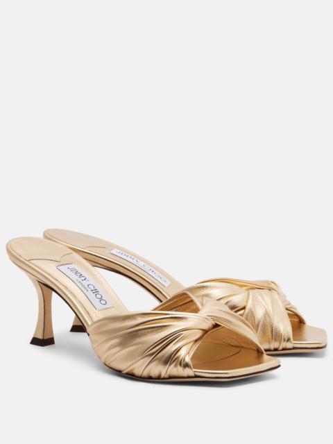 JIMMY CHOO Skye metallic leather mules