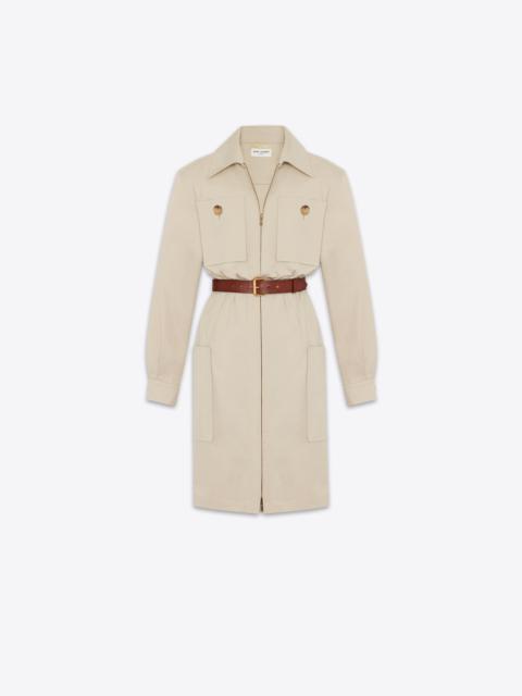 SAINT LAURENT saharienne dress in cotton twill