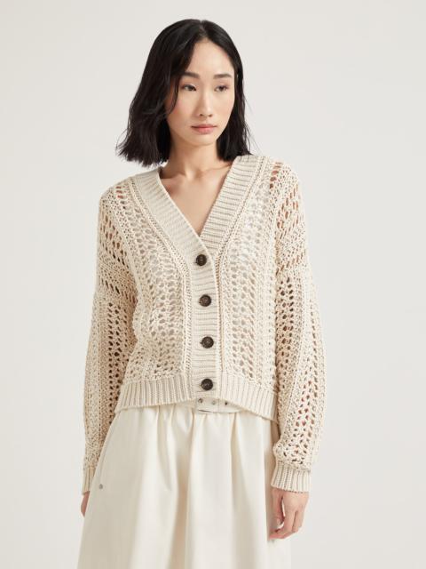 Brunello Cucinelli Cotton ribbed net cardigan