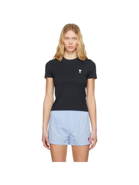AMI Paris Navy Cotton Cropped T-shirt