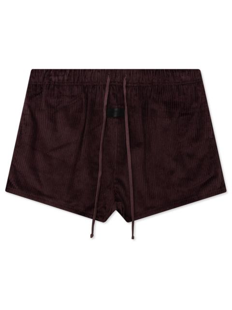 ESSENTIALS WOMEN'S CORDUROY DOCK SHORT - PLUM