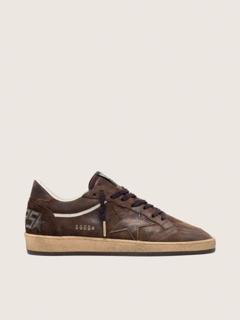 Golden Goose Men's Ball Star in brown suede with brown leather star and heel tab