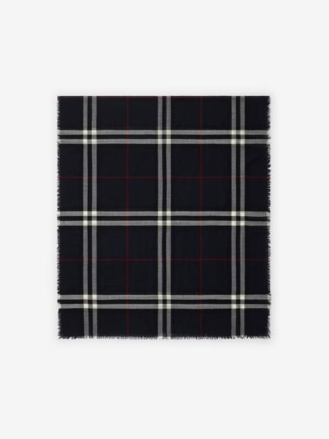Wide Check Wool Scarf