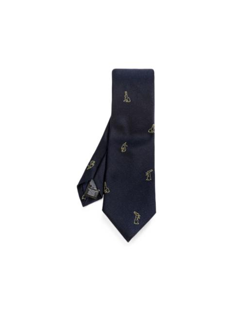 Paul Smith rabbit-embroidered silk tie