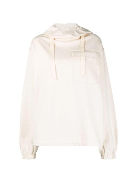 flap-pocket cotton hoodie