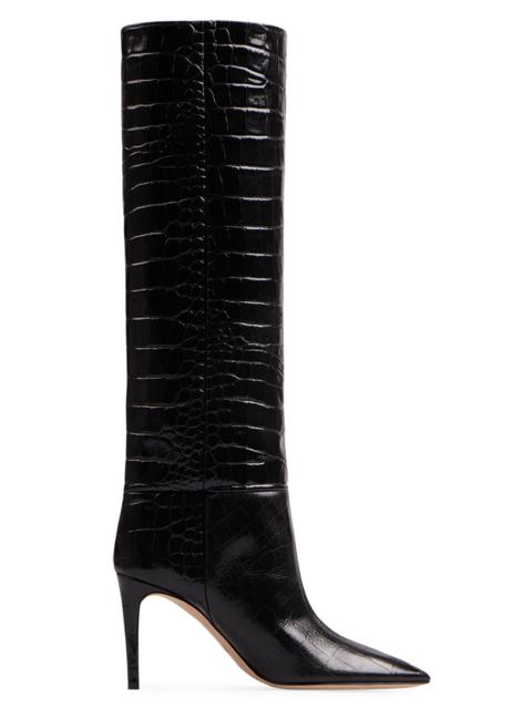 PARIS TEXAS Women's Stiletto 85MM Crocodile-Embossed Leather Boots - Carbone