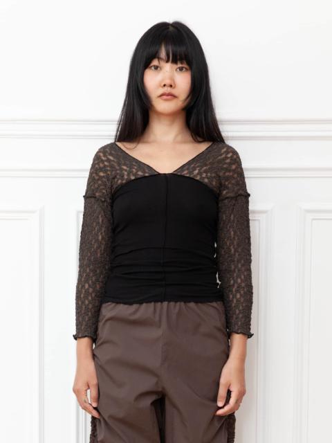 BASERANGE Nehru Long Sleeve Tee - Organic Cotton Lace