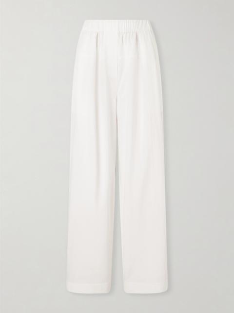 ST. AGNI Pleated Cotton-blend Wide-leg Pants