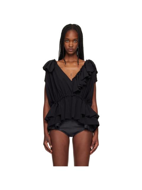 Dries Van Noten Black Ruffled Blouse
