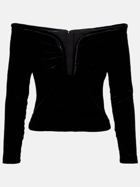 ROLAND MOURET Off-shoulder velvet top
