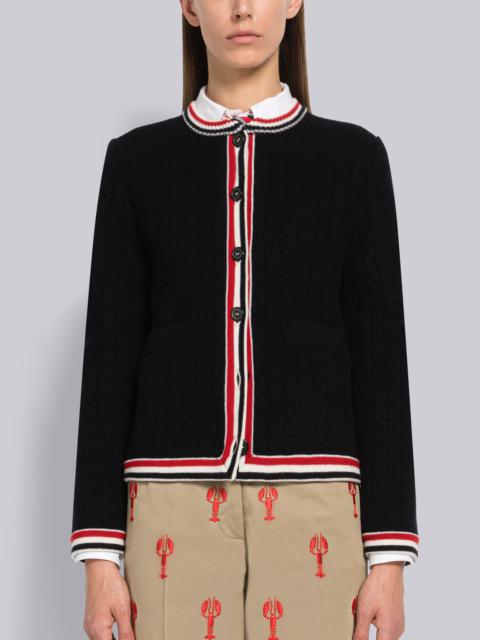 Thom Browne Cable Stitch Boiled Wool Framing Cardigan Jacket