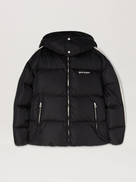 Track hooded puffer jacket