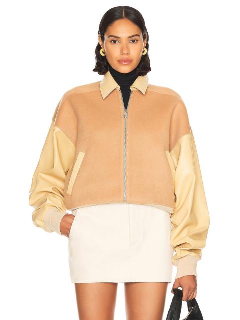 HELSA Faux Leather & Wool Blend Bomber