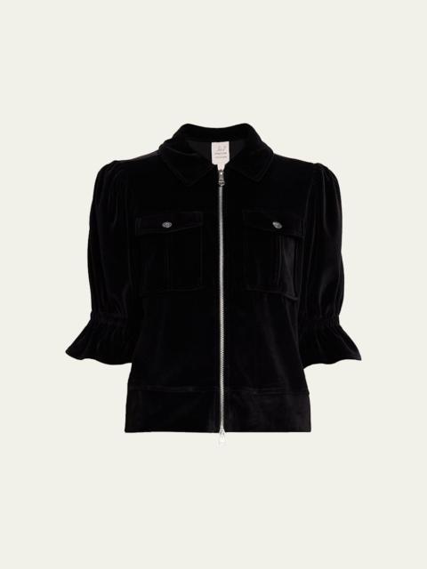 Cinq à Sept Holly Short-Sleeve Velour Jacket